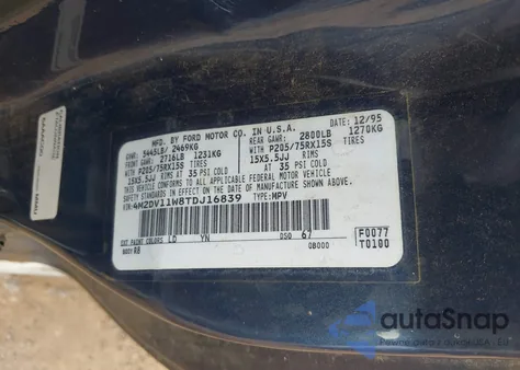 1996 Mercury Villager из США, поврежденный, VIN 4M2DV11W8TDJ16839